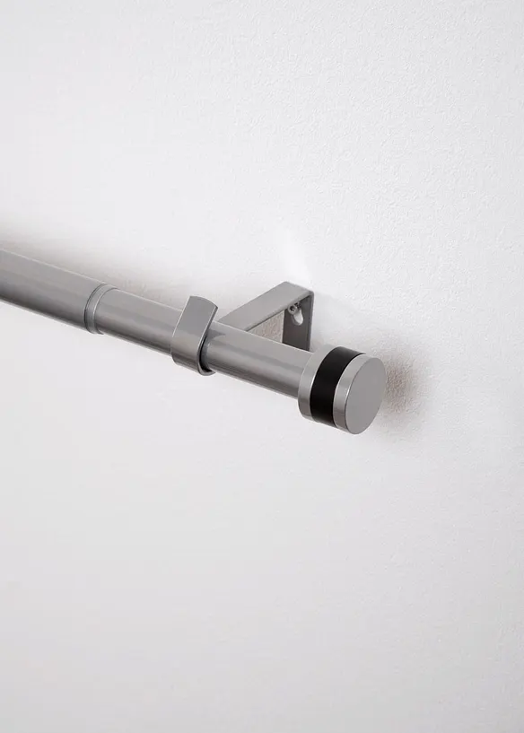 Ausziehbare Gardinenstange mit Endstück in silber (Detailaufnahme) - bonprix