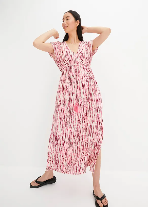 Maxikleid aus fließender Viskose in lila von vorne (Totalaufnahme) - bonprix