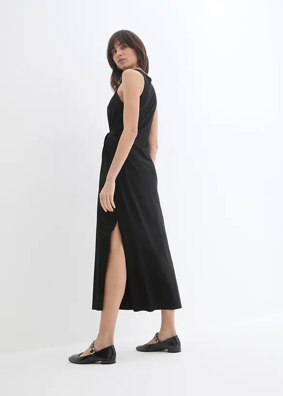 Maxikleid aus Baumwolle in schwarz von hinten (Totalaufnahme) - bonprix