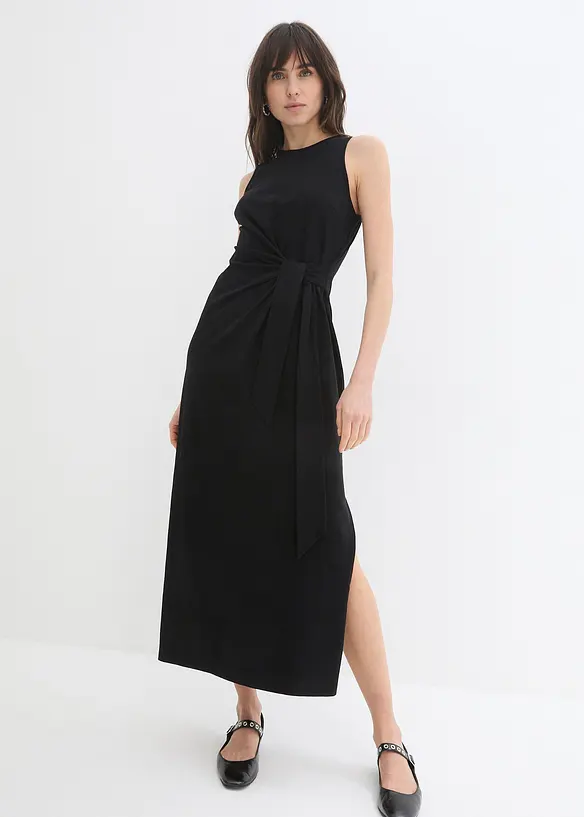 Maxikleid aus Baumwolle in schwarz von vorne (Totalaufnahme) - bonprix