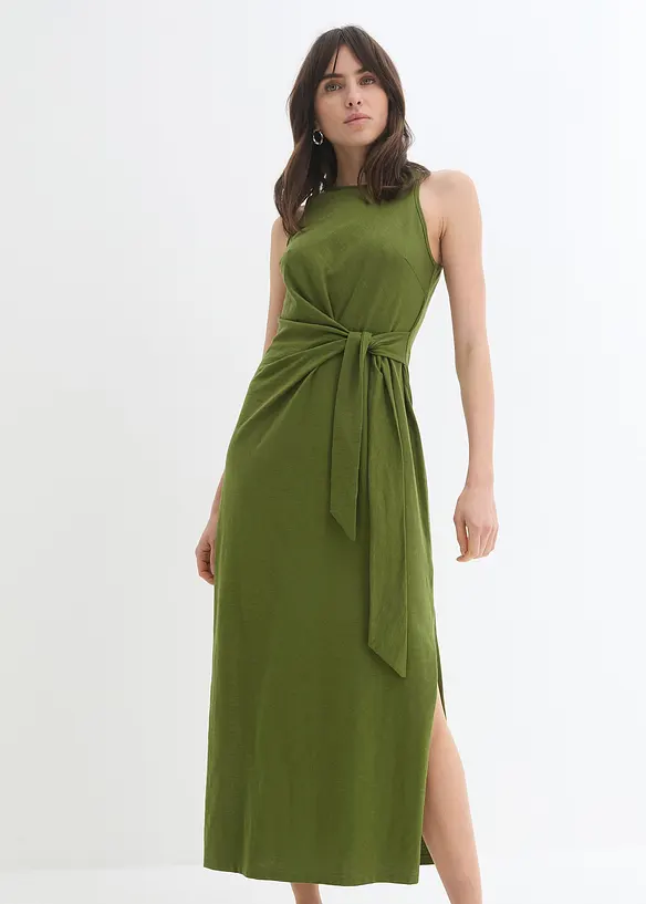 Maxikleid aus Baumwolle in grün von vorne (Totalaufnahme) - bonprix