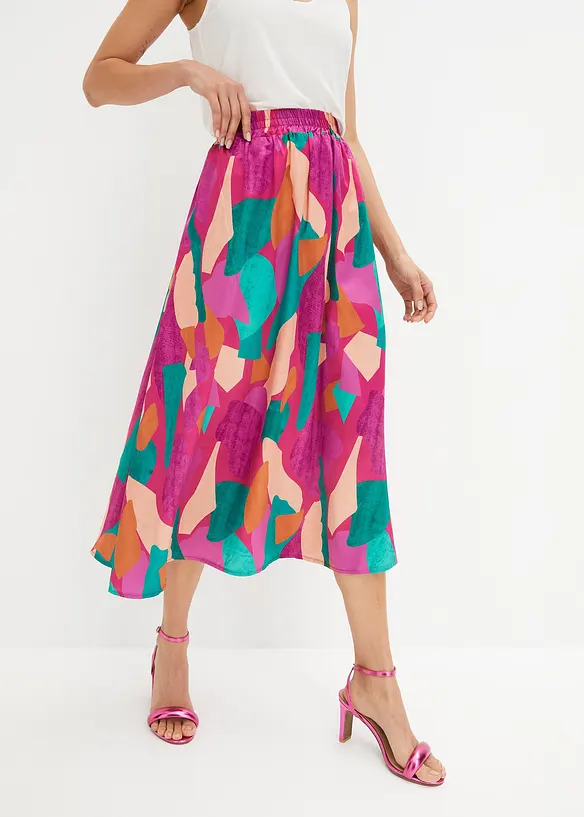 bedruckter Satin-Rock in pink von vorne - bonprix