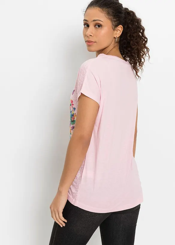 Shirt mit Schmetterlingsdruck in rosa von hinten (im Anschnitt) - bonprix