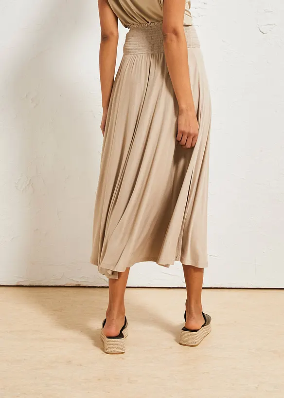 Jersey-Rock aus fließendem Viskose-Mix in beige von hinten - bonprix Jersey-Rock aus fließendem Viskose-Mix in beige von hinten - bonprix