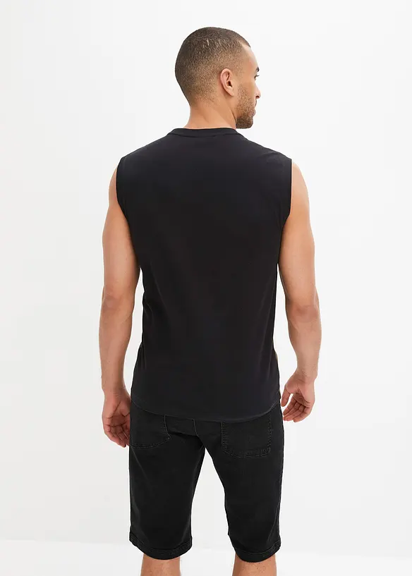Muskel-Shirt aus reiner Bio-Baumwolle in schwarz von hinten (im Anschnitt) - bonprix