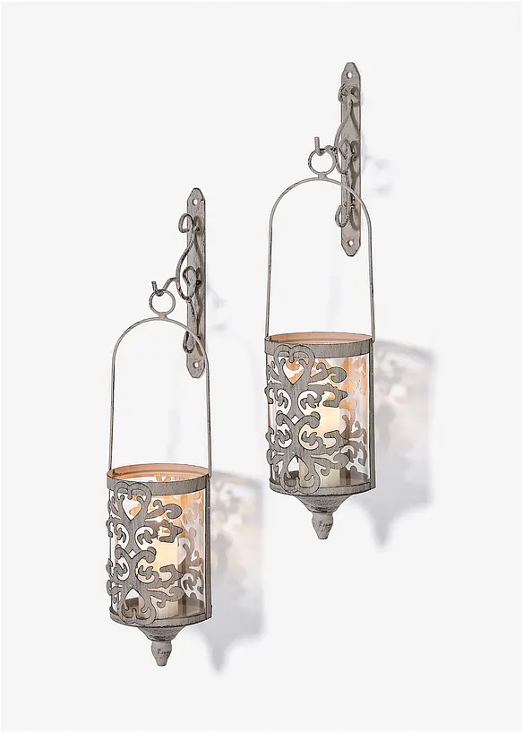 Wandkerzenhalter mit Patina-Effekt (4-tlg. Set) in braun - bonprix