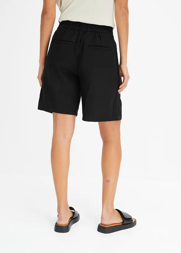 Schlupf-Bermuda aus luftigem Leinen-Mix in schwarz von hinten - bonprix Schlupf-Bermuda aus luftigem Leinen-Mix in schwarz von hinten - bonprix