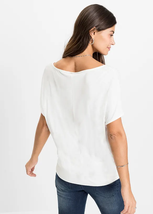 Shirt aus softem Viskose-Mix in weiß von hinten (im Anschnitt) - bonprix