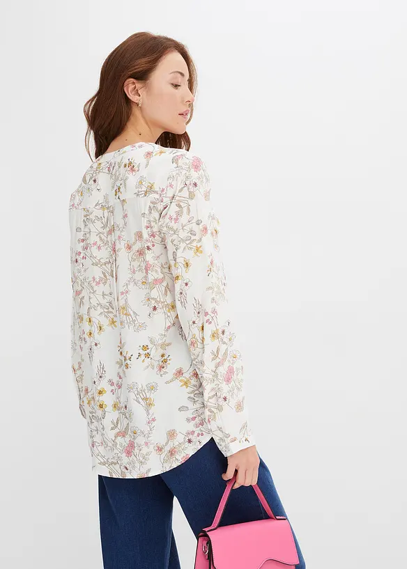 Bluse aus reiner Viskose in weiß von hinten (im Anschnitt) - bonprix