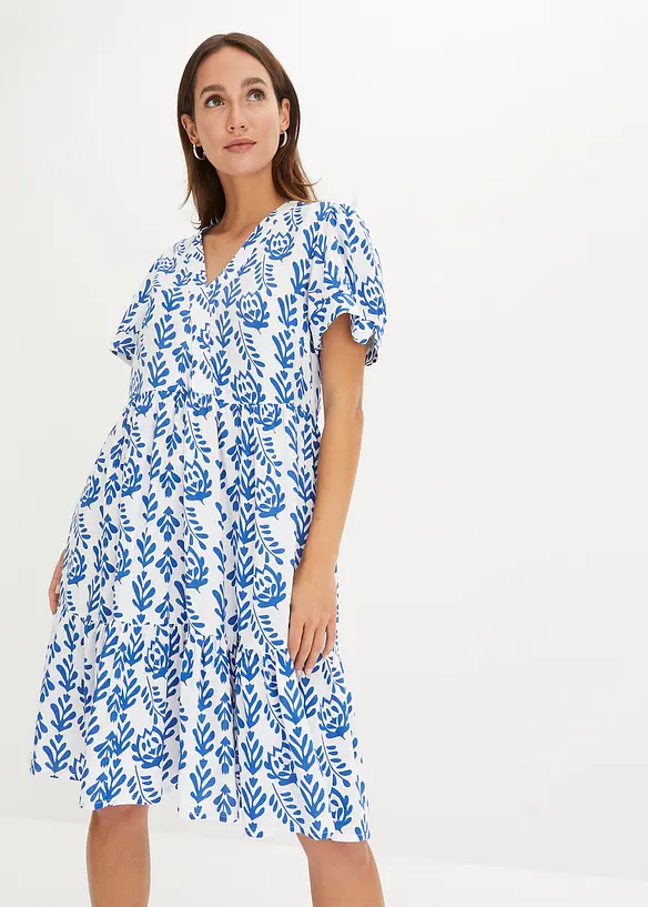 Tunika-Kleid aus reiner Viskose in weiß von vorne (Totalaufnahme) - bonprix Tunika-Kleid aus reiner Viskose in weiß von vorne (Totalaufnahme) - bonprix