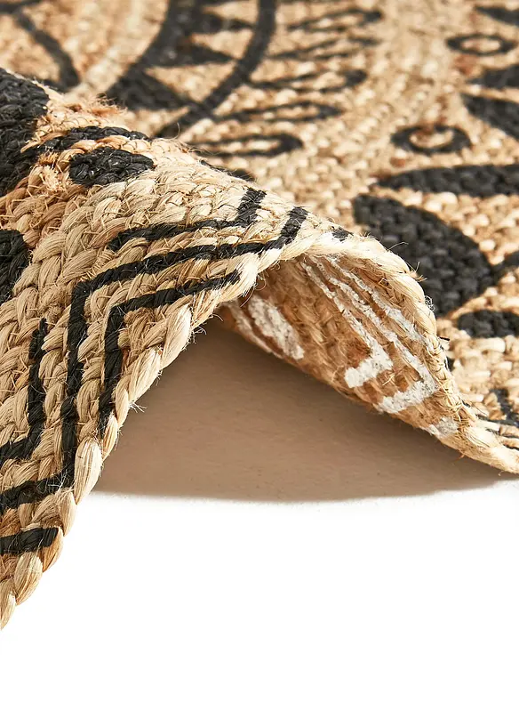 Runder Jute-Teppich mit Wendeoptik in beige (Detailaufnahme) - bonprix
