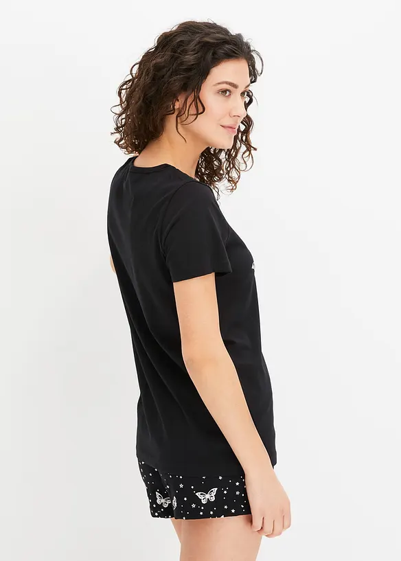 Shorty aus reiner Baumwolle in schwarz von hinten (Totalaufnahme) - bonprix