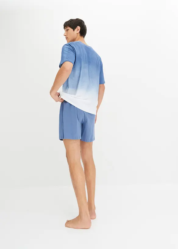 Shorty aus reiner Baumwolle in blau von hinten (Totalaufnahme) - bonprix