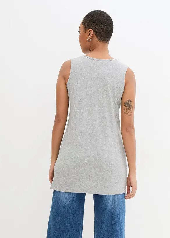 Long-Top mit Baumwolle, 2er-Pack in schwarz von hinten (im Anschnitt) - bonprix Long-Top mit Baumwolle, 2er-Pack in schwarz von hinten (im Anschnitt) - bonprix
