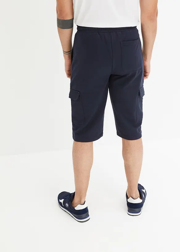 Cargo-Sweatbermuda aus reiner Bio-Baumwolle in blau von hinten - bonprix