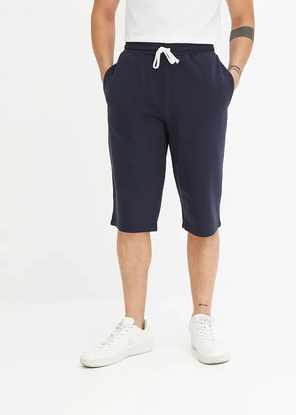 Sweat-Longbermuda in Regular Fit in blau von vorne - bonprix