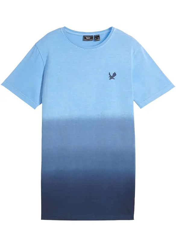 T-Shirt aus reiner Bio-Baumwolle in blau von vorne - bonprix