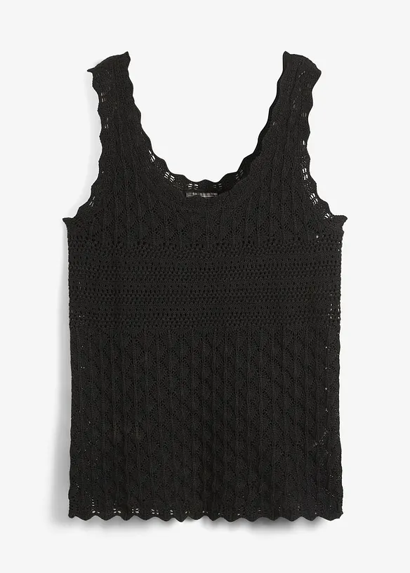 Stricktop aus Baumwolle in schwarz von vorne - bonprix