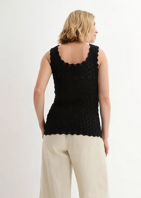 Stricktop aus Baumwolle in schwarz von hinten (im Anschnitt) - bonprix