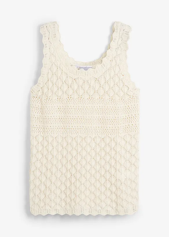 Stricktop aus Baumwolle in beige von vorne - bonprix