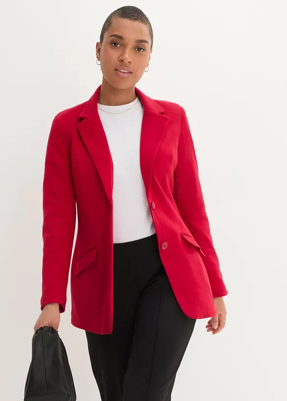 Longblazer aus reiner Baumwolle in rot von vorne (im Anschnitt) - bonprix