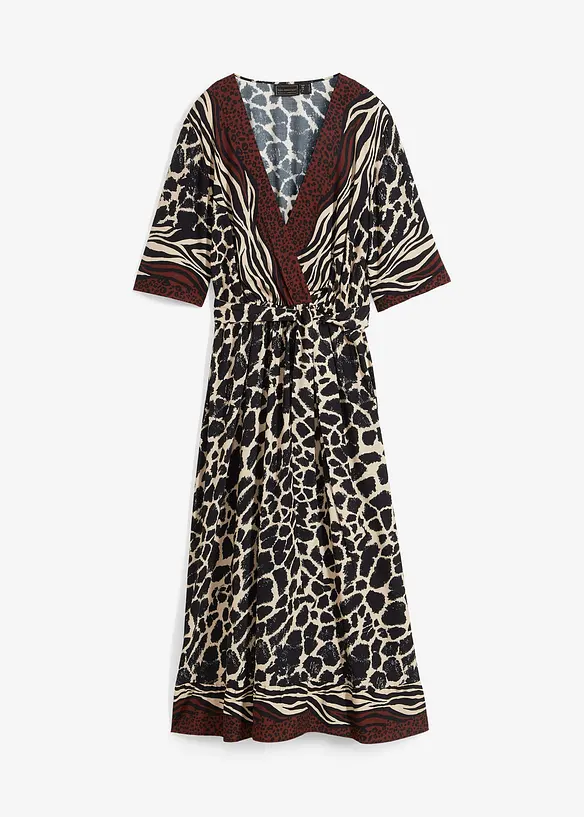 Kleid mit Animalprint in schwarz von vorne - bpc selection