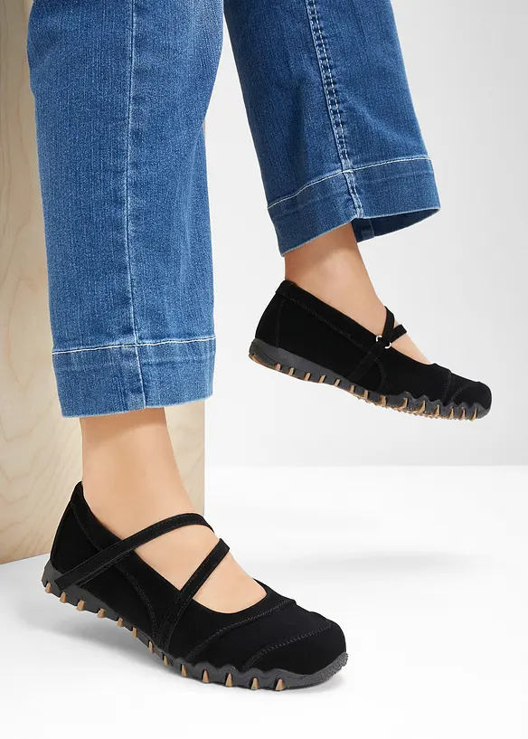 Komfort-Mary-Janes mit flexibler Sohle in schwarz - bonprix