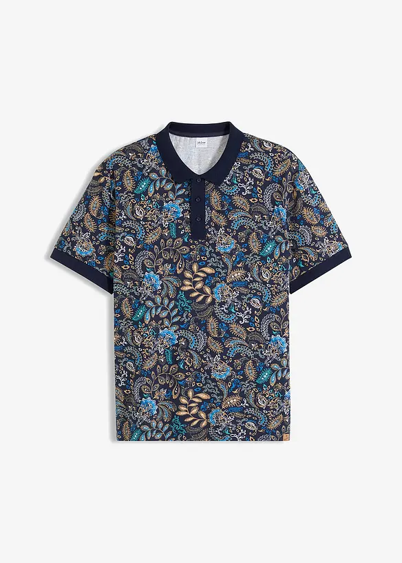 Poloshirt aus reiner Bio-Baumwolle in blau von vorne - bonprix