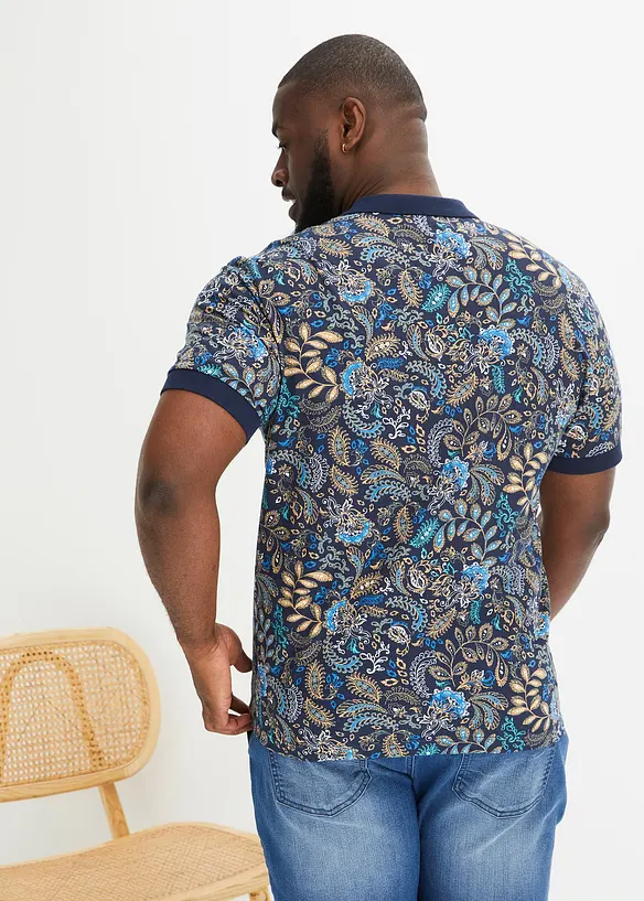 Poloshirt aus reiner Bio-Baumwolle in blau von hinten (im Anschnitt) - bonprix