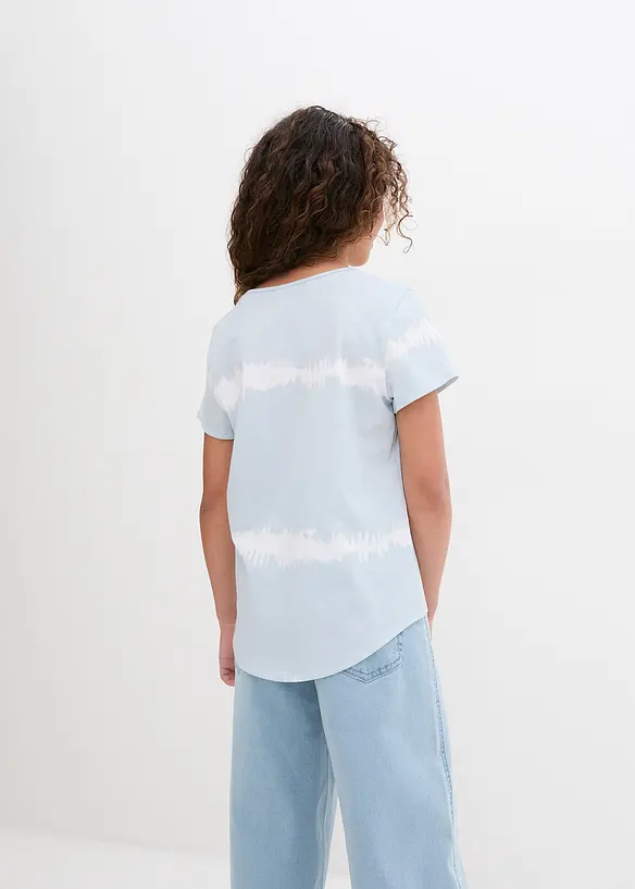 Vokuhila-Shirt aus reiner Bio-Baumwolle in blau von hinten (im Anschnitt) - bonprix