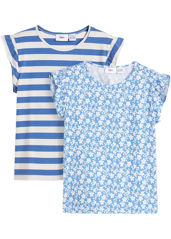 Shirt mit Bio-Baumwolle (2er Pack) in weiß von vorne - bonprix