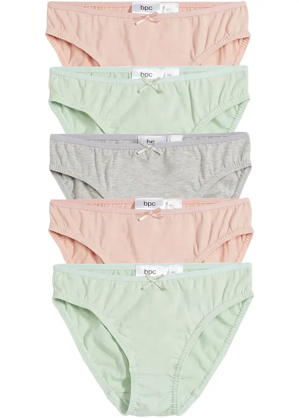 Slip mit weicher Bio-Baumwolle (5er Pack) in grau von vorne - bonprix