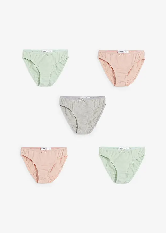 Slip mit weicher Bio-Baumwolle (5er Pack) in grau - bonprix