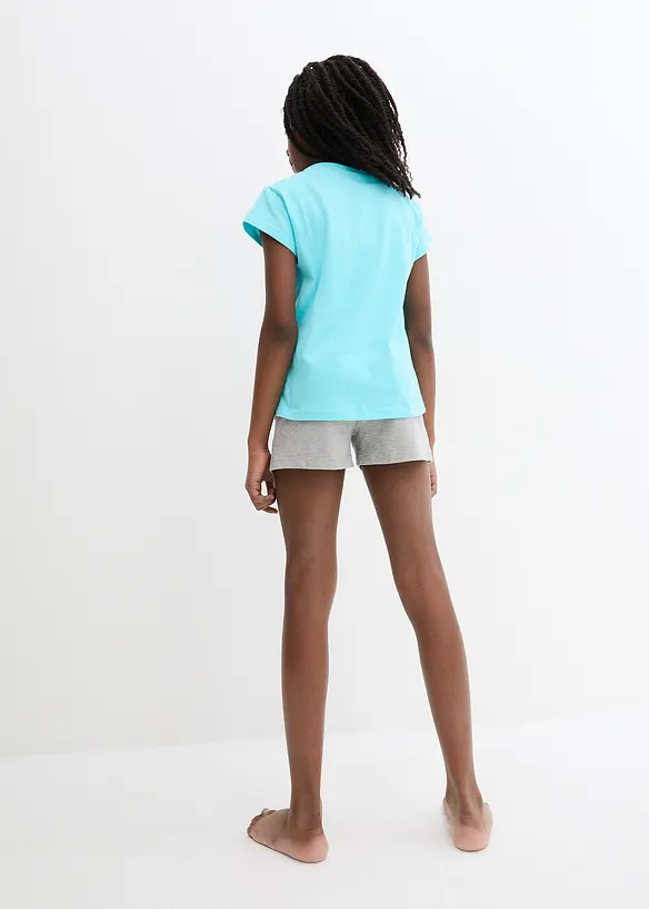 Shorty mit weicher Baumwolle (2er Pack) in blau von hinten (Totalaufnahme) - bonprix