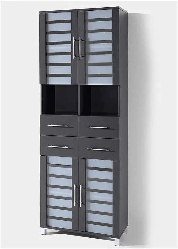 Badezimmer Hochschrank breit in grau von vorne - bonprix Badezimmer Hochschrank breit in grau von vorne - bonprix