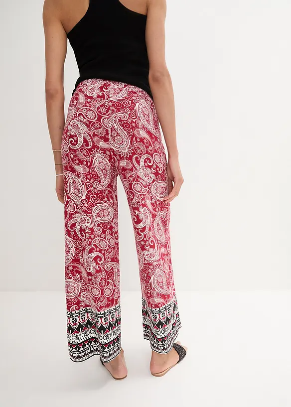 Palazzo-Hose aus softem Viskose-Mix in rot von hinten - bonprix