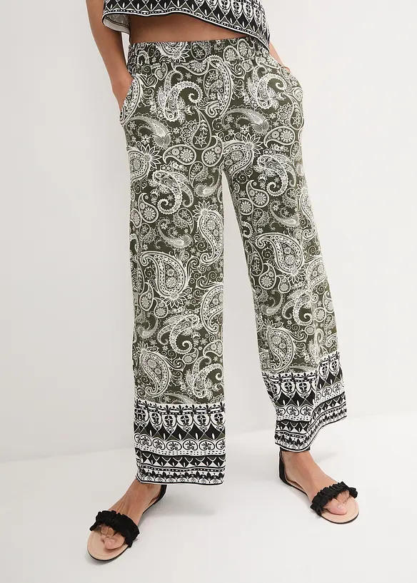 Palazzo-Hose aus softem Viskose-Mix in grün von vorne - bonprix Palazzo-Hose aus softem Viskose-Mix in grün von vorne - bonprix