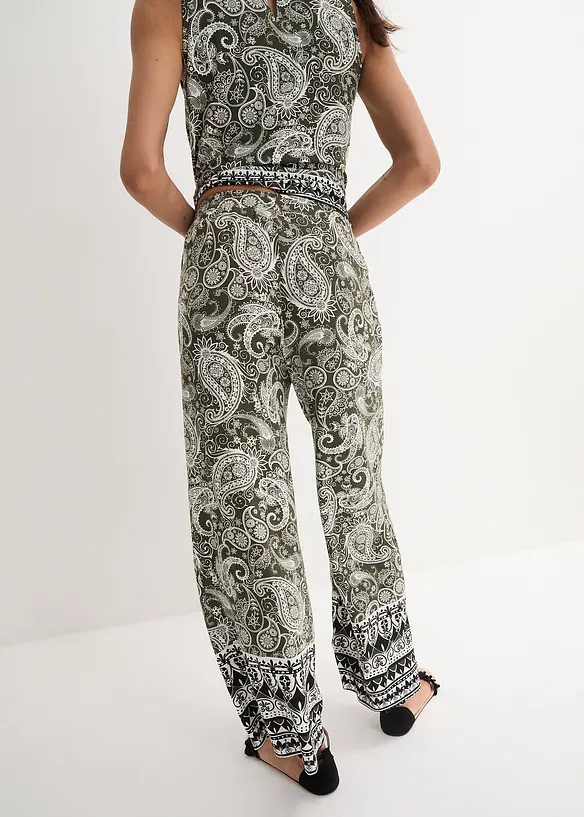 Palazzo-Hose aus softem Viskose-Mix in grün von hinten - bonprix Palazzo-Hose aus softem Viskose-Mix in grün von hinten - bonprix