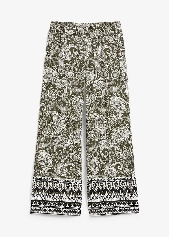 Palazzo-Hose aus softem Viskose-Mix in grün von vorne - bonprix Palazzo-Hose aus softem Viskose-Mix in grün von vorne - bonprix