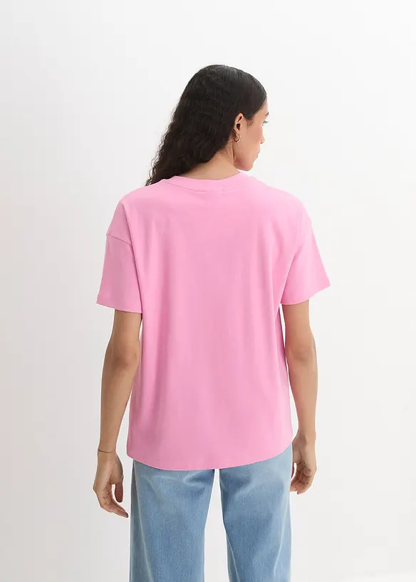 Oversized T-Shirt aus Bio-Baumwolle in rosa von hinten (im Anschnitt) - bonprix