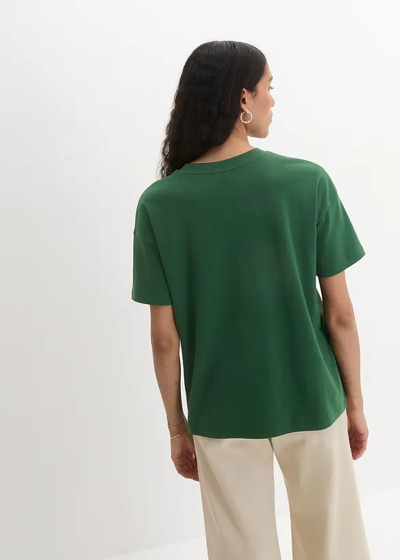 Oversized T-Shirt aus Bio-Baumwolle in grün von hinten (im Anschnitt) - bonprix