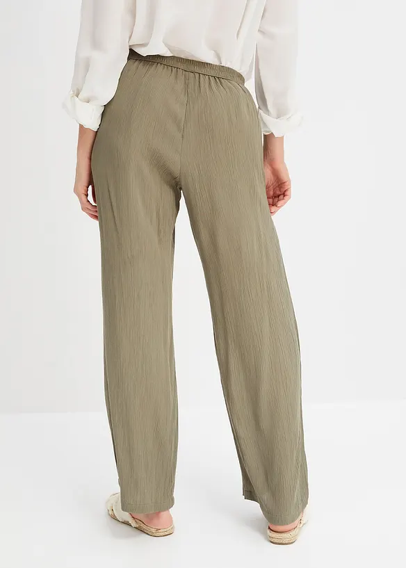 Palazzo-Hose aus softer Viskose in grün von hinten - bonprix