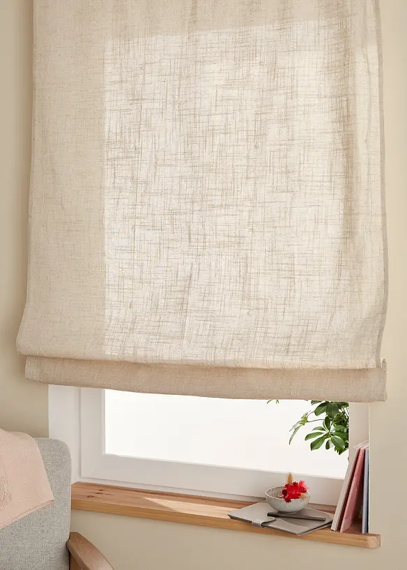 Raffrollo mit Leinenanteil in beige - bonprix