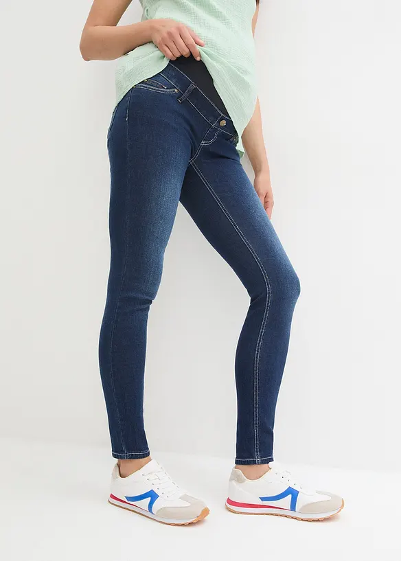 Umstandsjeans, Skinny in blau von vorne - bonprix
