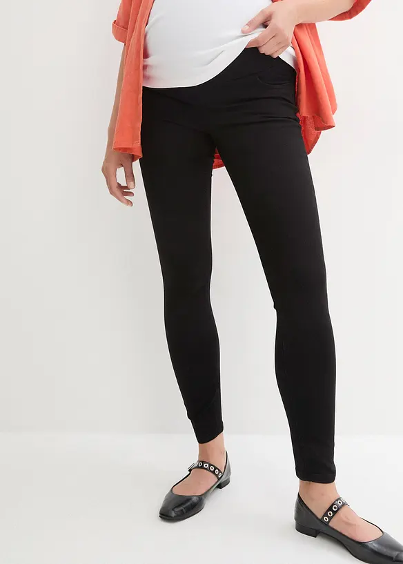 Umstandsjeggings mit Stretch, Skinny in schwarz von vorne - bonprix