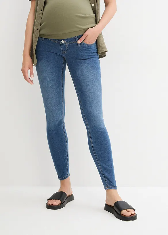 Umstandsjeans, Skinny in blau von vorne - bonprix
