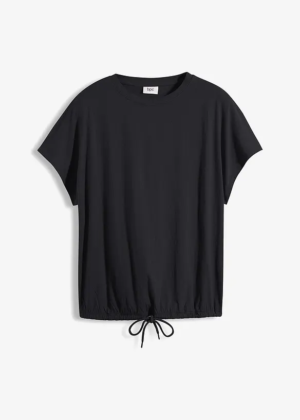 Shirt mit Bindedetail am Saum aus Baumwolle-Viskose-Mix in schwarz von vorne - bonprix Shirt mit Bindedetail am Saum aus Baumwolle-Viskose-Mix in schwarz von vorne - bonprix