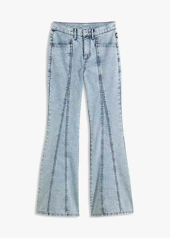 Flared-Jeans High Waist in blau von vorne - bonprix