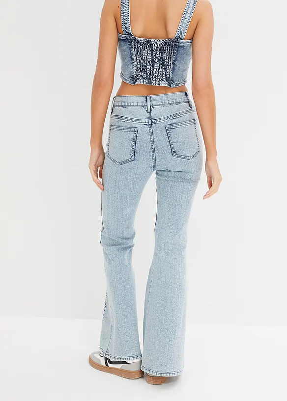 Flared-Jeans High Waist in blau von hinten - bonprix