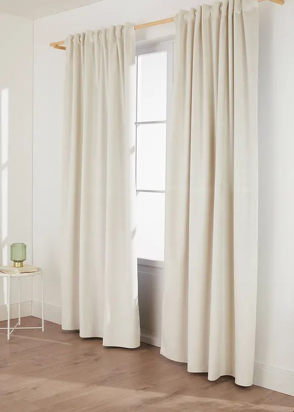 Thermo-Verdunkelungsvorhang mit samtiger Oberfläche (1er Pack) in beige - bonprix